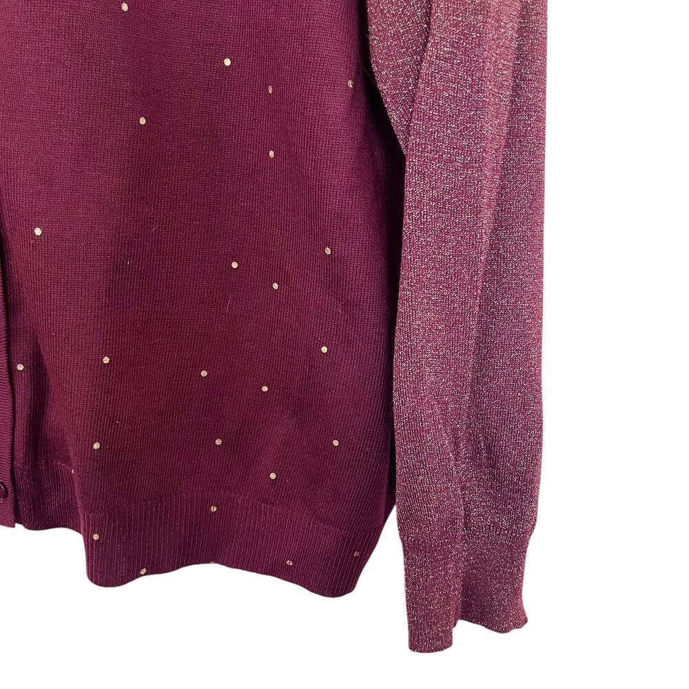 Eiger Weger Burgundy Gold Polka Dot Cardigan - Plus 3X - Picture 2 of 6
